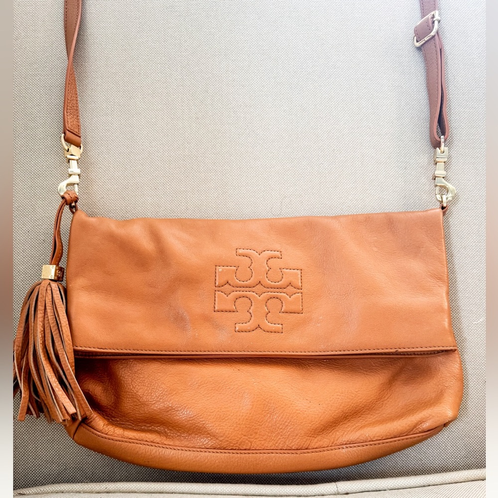 Tory Burch foldover crossbody.